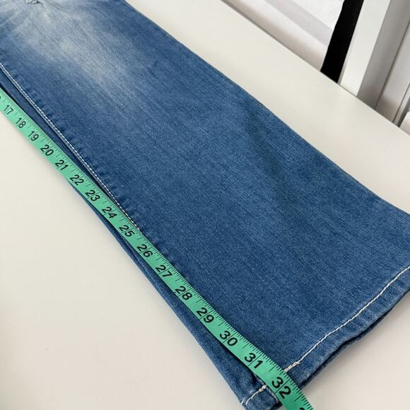 Ariya Bootcut Jeans Women Sz 13/14 Stretch Stitch Flap Distressed Western Grunge - Picture 6 of 16